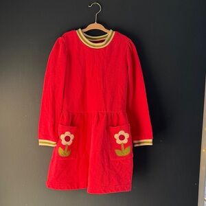 Mini Boden Pink Flower Pocket Dress Girls 7-8Y 128cm Long Sleeve